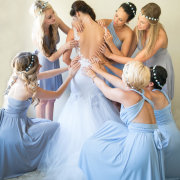 blue, bridesmaids, dresses, hair accessories - Riaan West Photography
